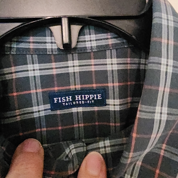 Fish Hippie Men's Blue Plaid Shirt Large - Picture 3 of 4